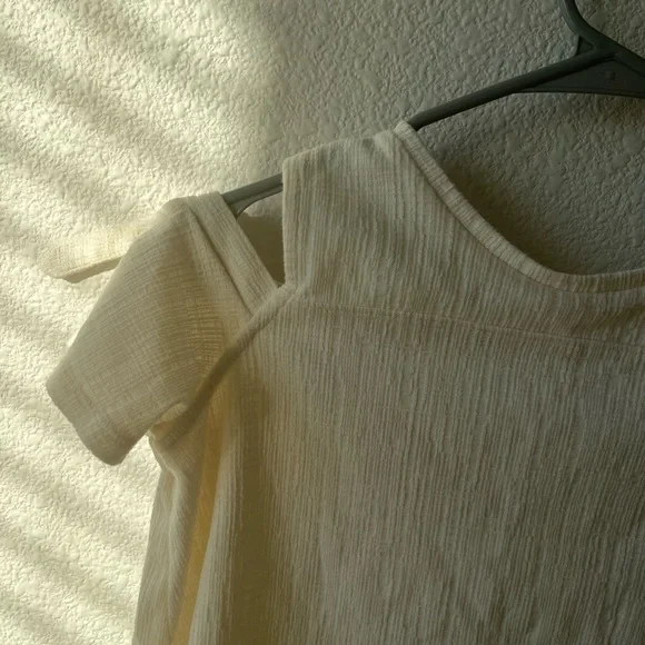 Madewell cotton blend blouse off shoulder cream beige casual - Picture 3 of 5